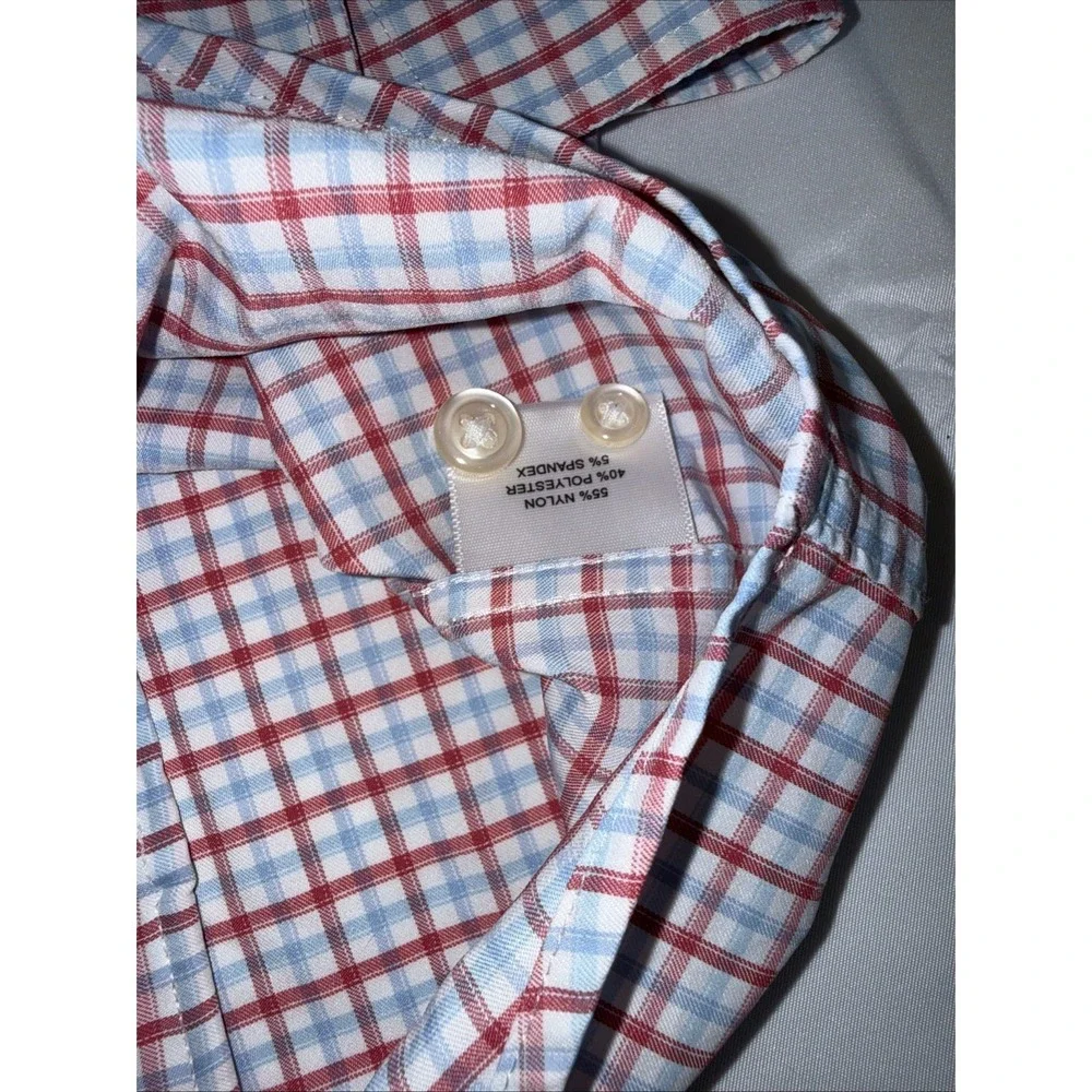 Peter Millar Summer Comfort Men's Medium Long Sleeve Plaid Button Up Collared